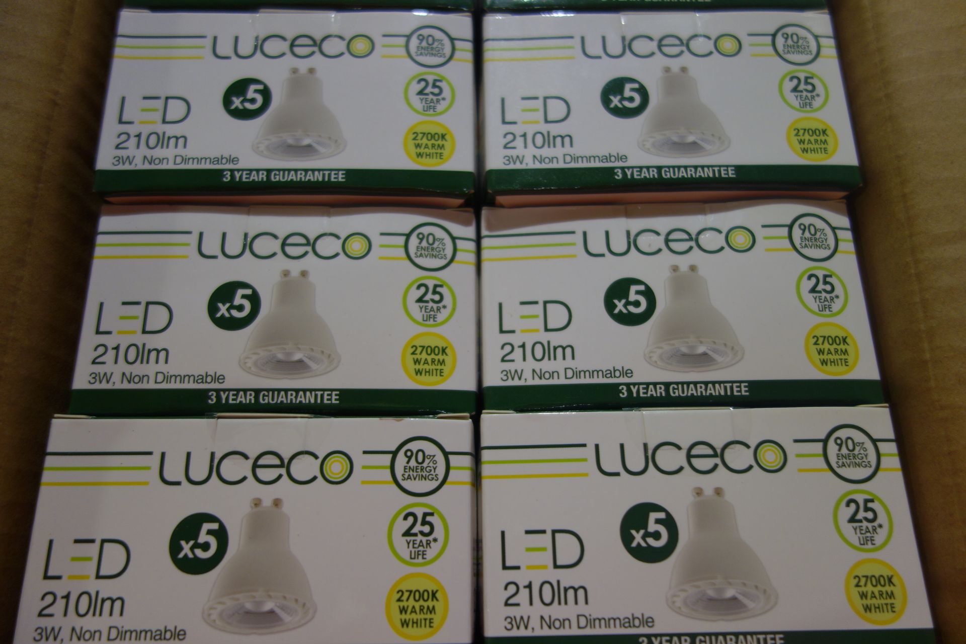 150 X Luceco LGW3W21/5-01 (JX) LED GU10 Lamps 210 Lumens 3W 2700K