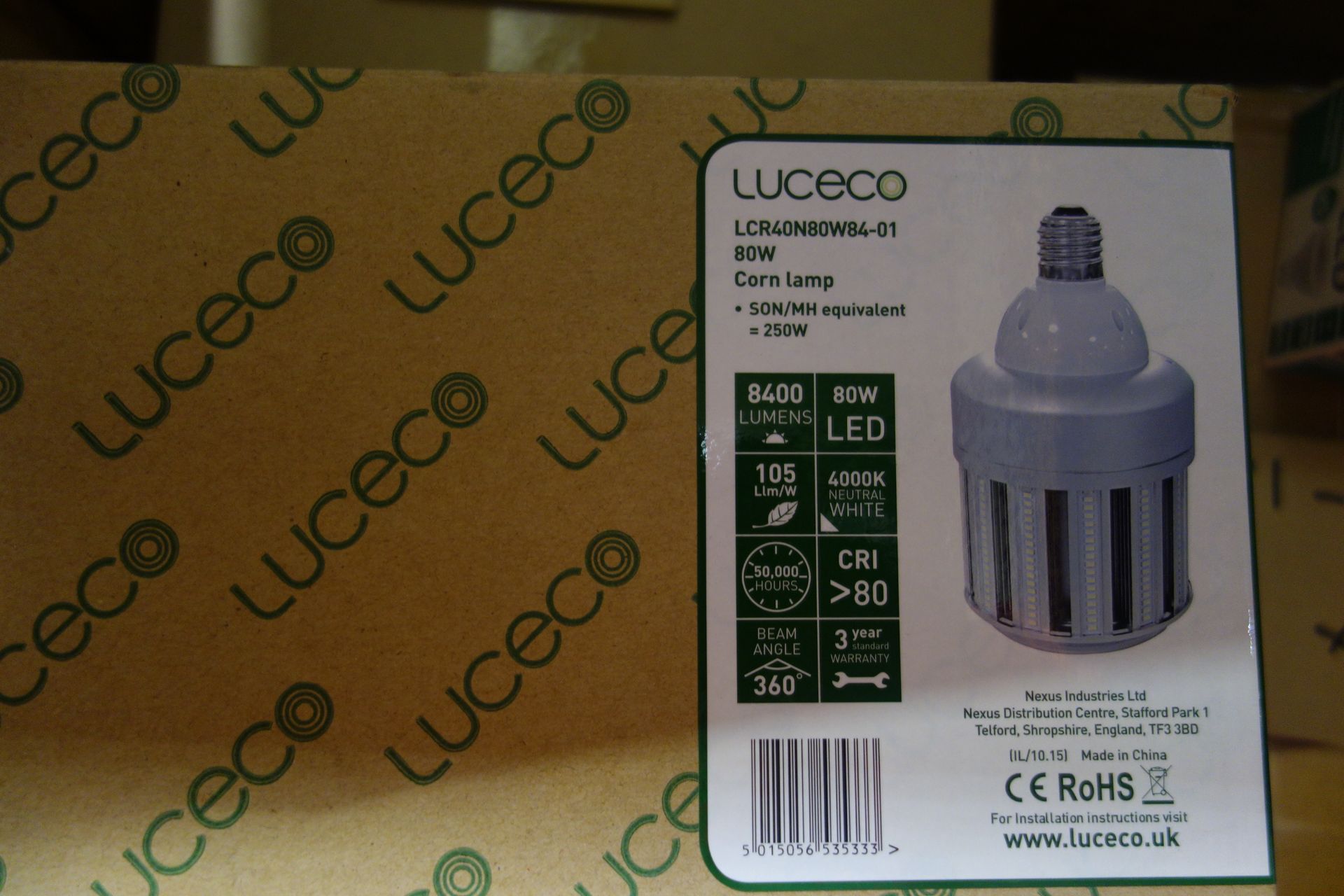 10 X Luceco LCR40N80W84-01 LED Corn Lamp 80W Natural Light 4000K E40 Fitting