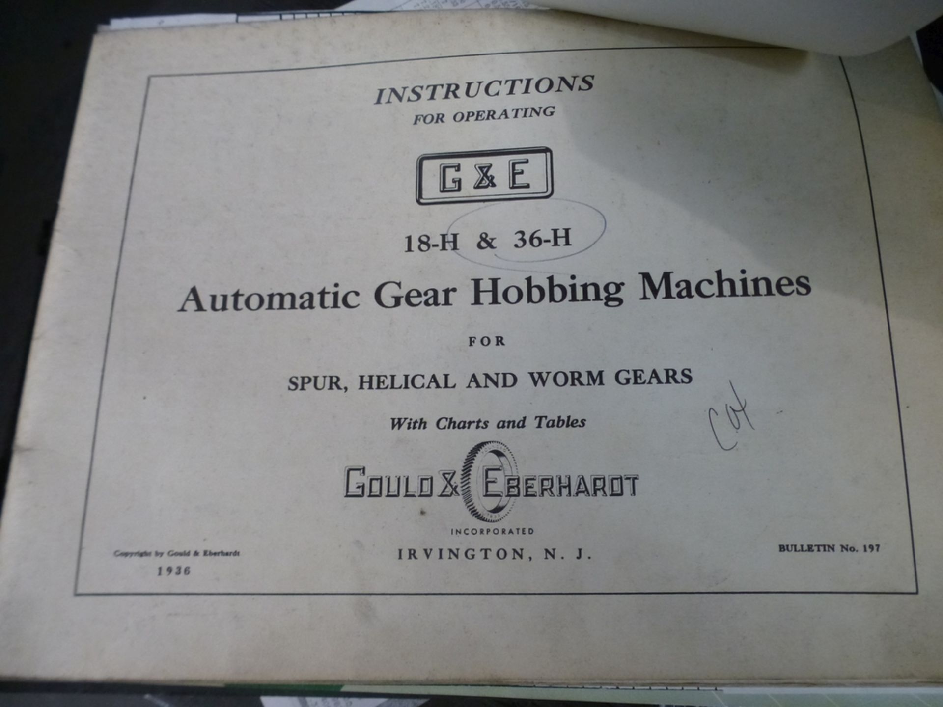 36HS Gould & Eberhardt Gear Cutter - North Spartanburg, SC - Maximum Gear Diameter 36"; Maximum Gear - Bild 18 aus 21