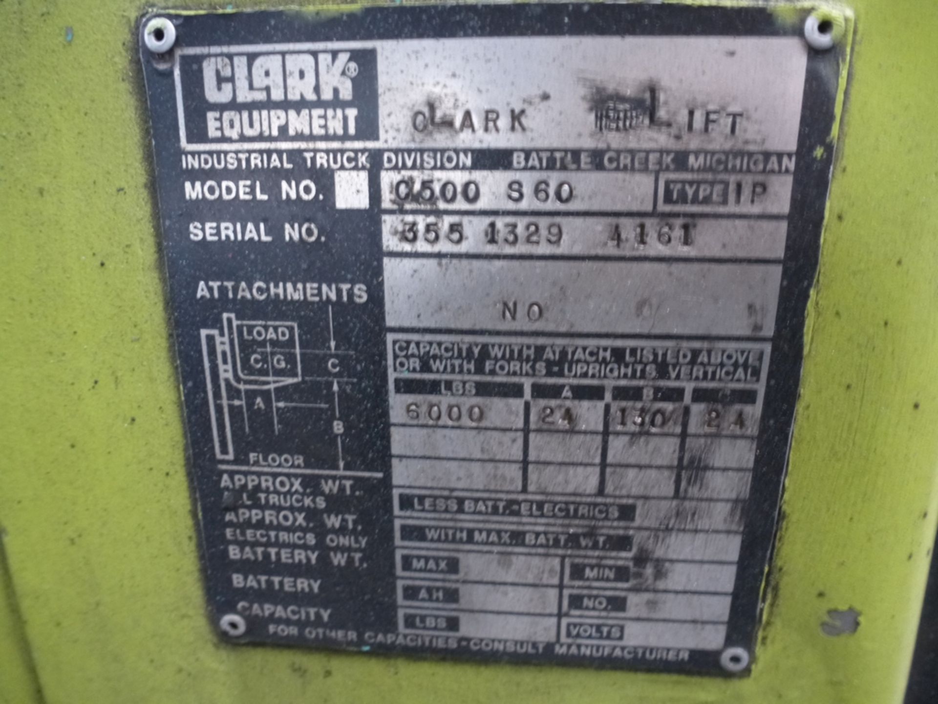 Clark 6,000 Lb Propane Forklift - North Spartanburg, SC - Solid Tire; 130" Lift; Model: C500 S60; - Image 9 of 10