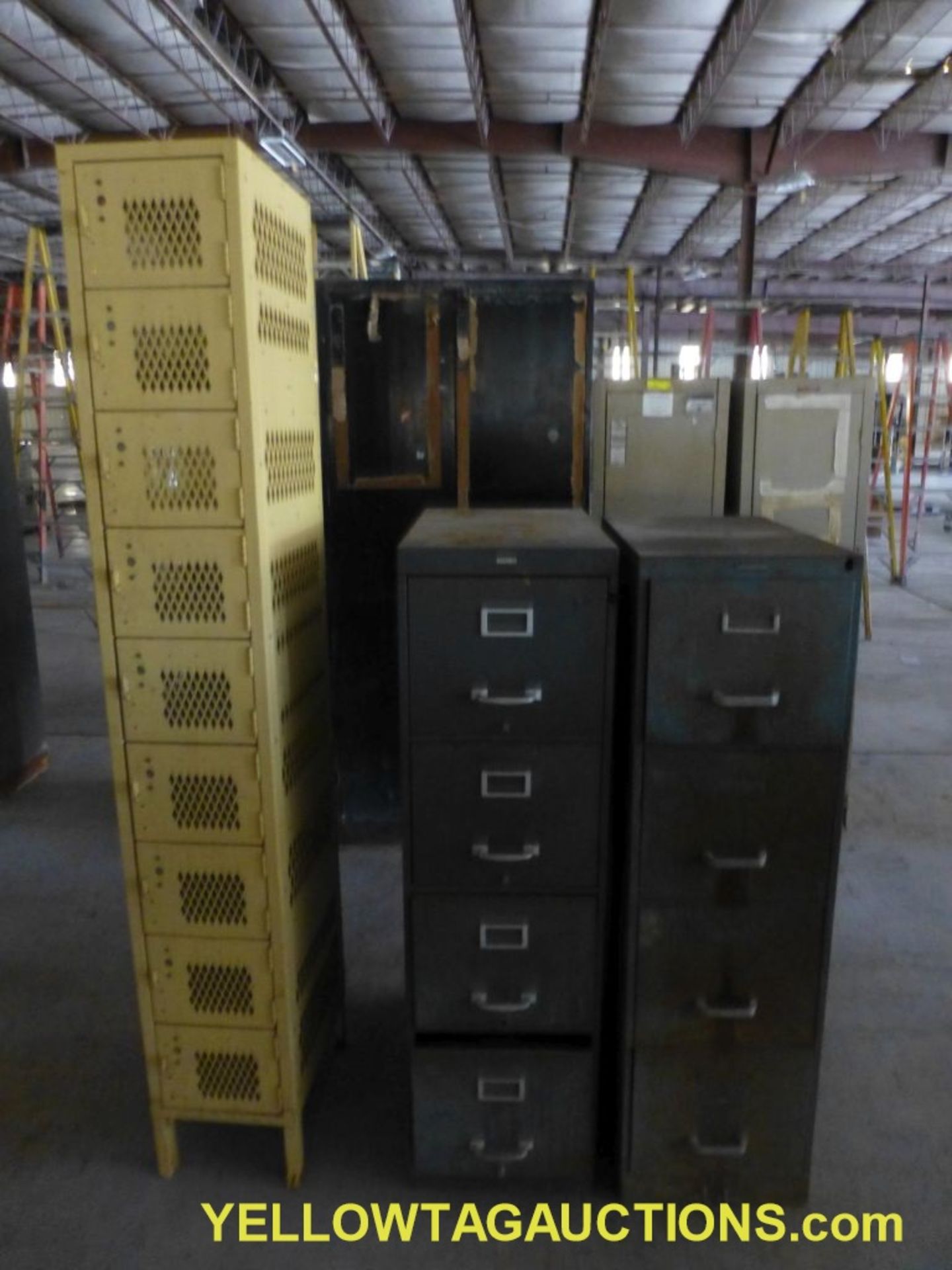 Lot of (3) Assorted Storage Components - (2) 4 Drawer Filing Cabinets; (1) Locker