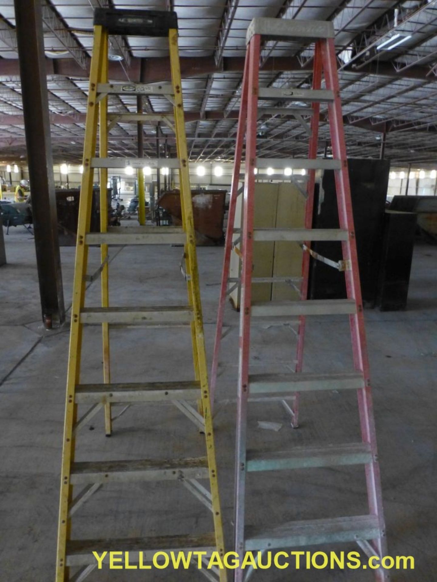 Lot of (2) 8' Fiberglass Ladders - (1) Werner; (1) Louisville