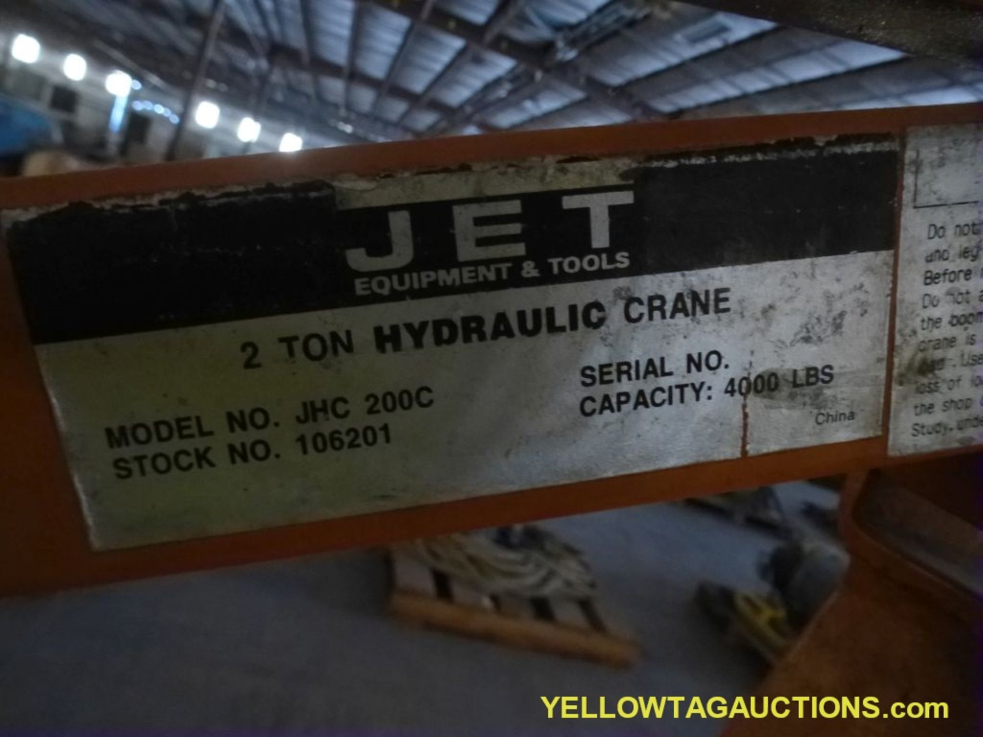 Jet 2 Ton Hydraulic Crane - Model No. JHC 200C - Image 3 of 4