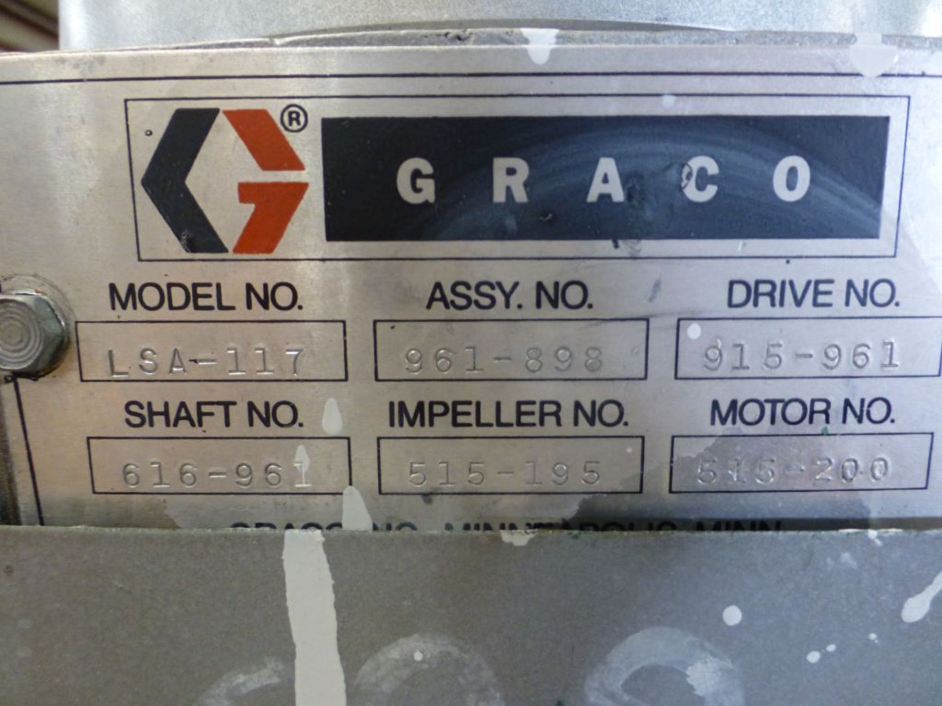 1987 Graco 616-341 Stainless Steel Tank|Includes:; Graco Agitator & Drexel Brook Sensor Model No. - Image 5 of 8
