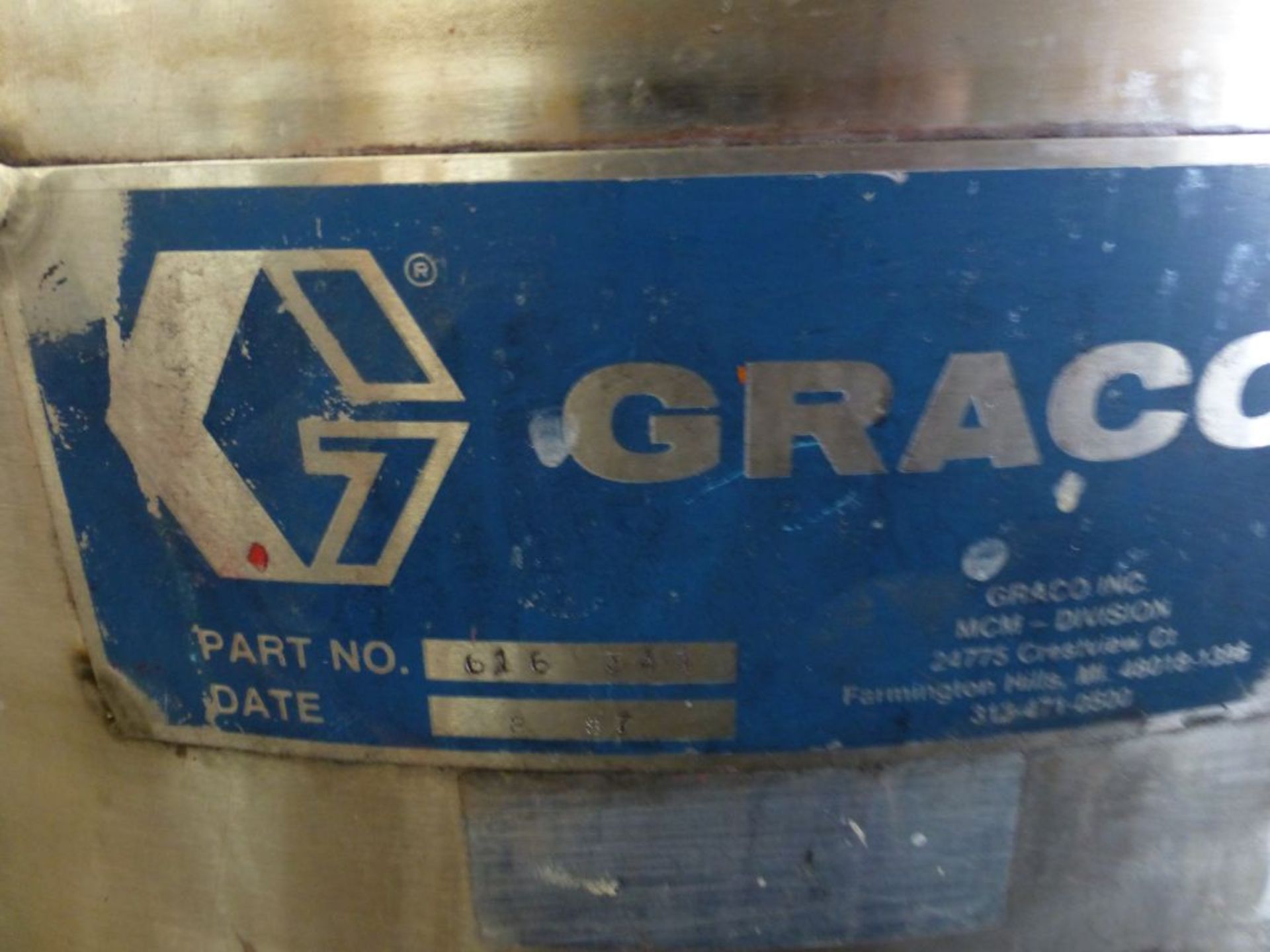 1987 Graco 616-341 Stainless Steel Tank|Includes:; Graco Agitator & Drexel Brook Sensor Model No. - Image 4 of 8