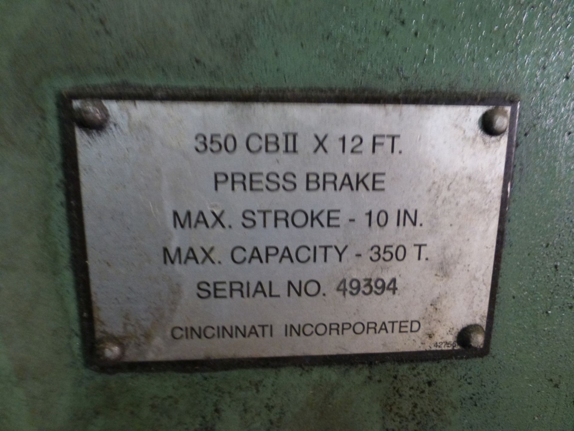 Cincinnati 350-Ton x 12' Hydraulic Press Brake|Model 350 CBII; 14' LOA - 12' 6" Between Housings; - Image 11 of 11