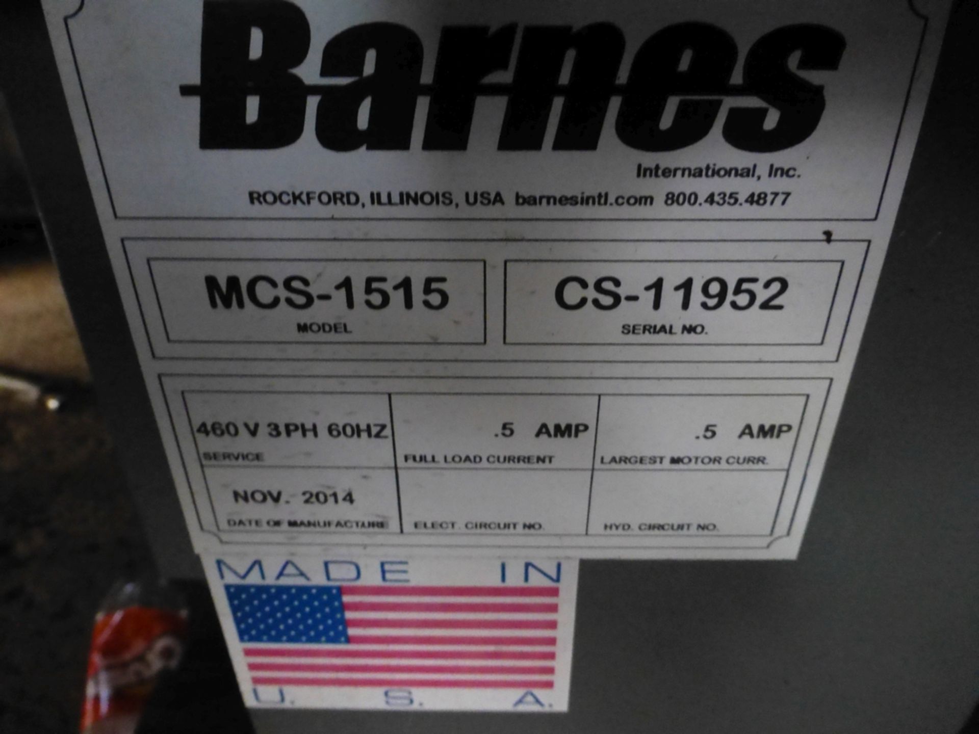 Barnes Magnetic Seperator|Model No. MCS-1515 - Image 4 of 4