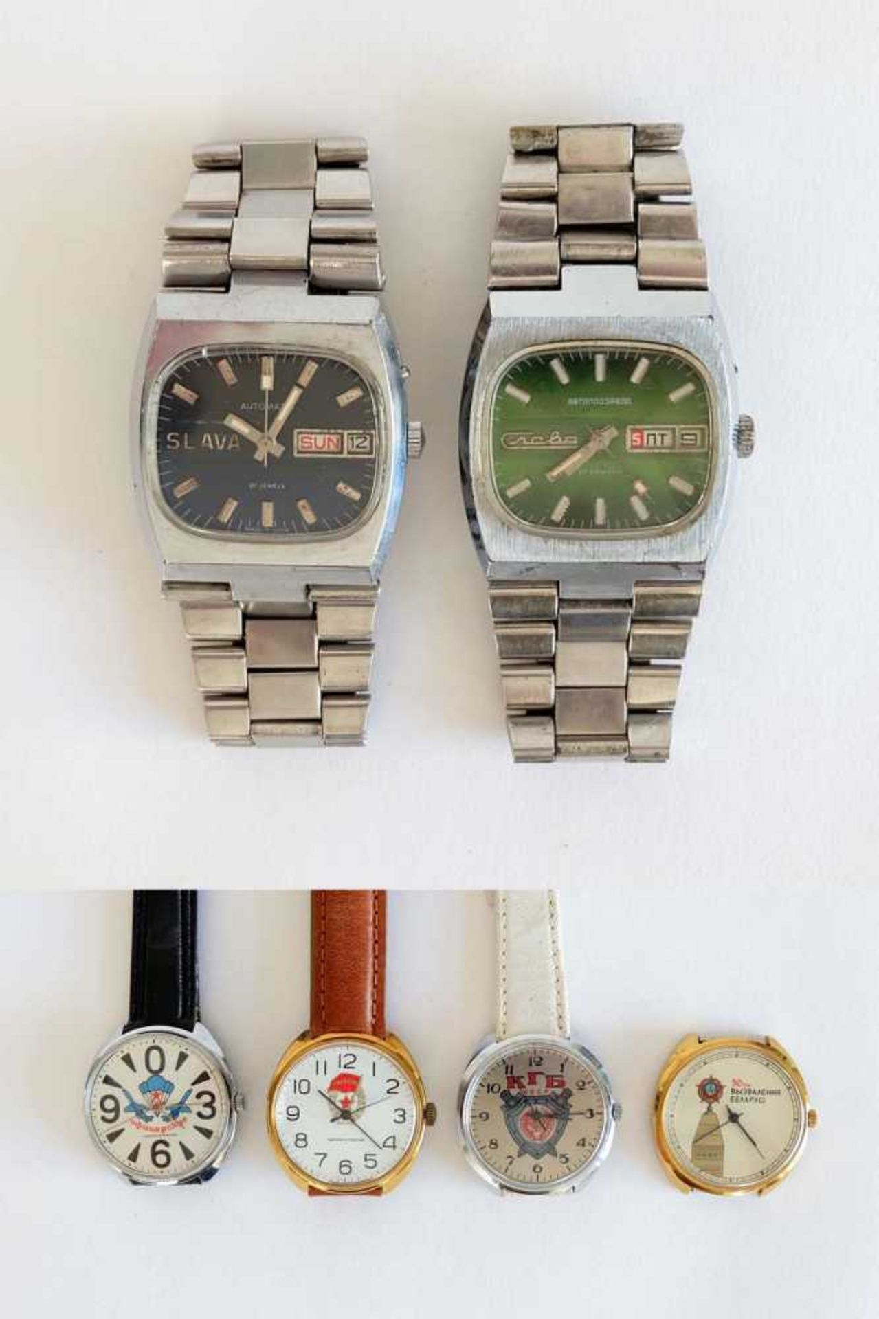 HAU, Konvolut von 6, UdSSR, Hersteller Zweite Moskauer Uhrenfabrik Slawa, 1970er-Jahre, Automatic,