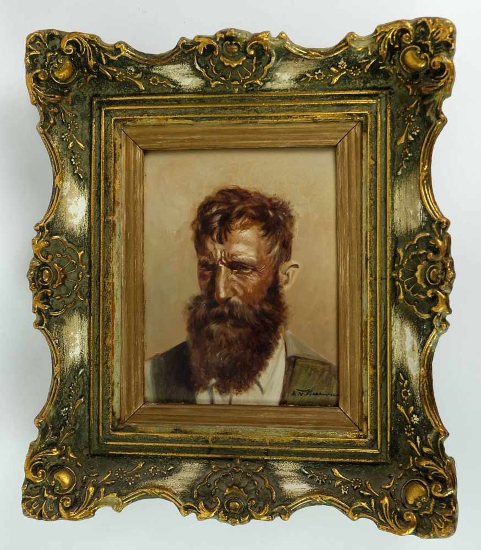 NEUWALD, E. X., Autodidakt, Öl/ Malkarton, Portrait eines Bartträgers, rechts unten sign., 25 x 20