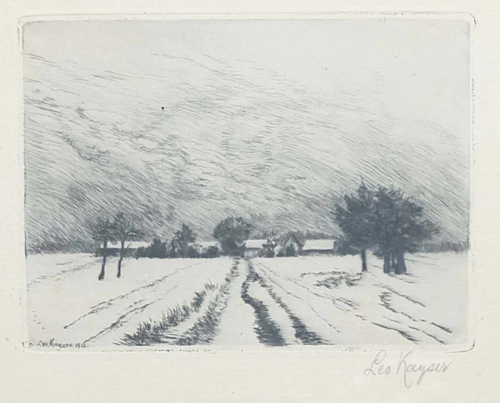 KAYSER, Leopold (*1868 Darmstadt †1933 ebd.), Radierung, Landschaft, links unten in der Platte und