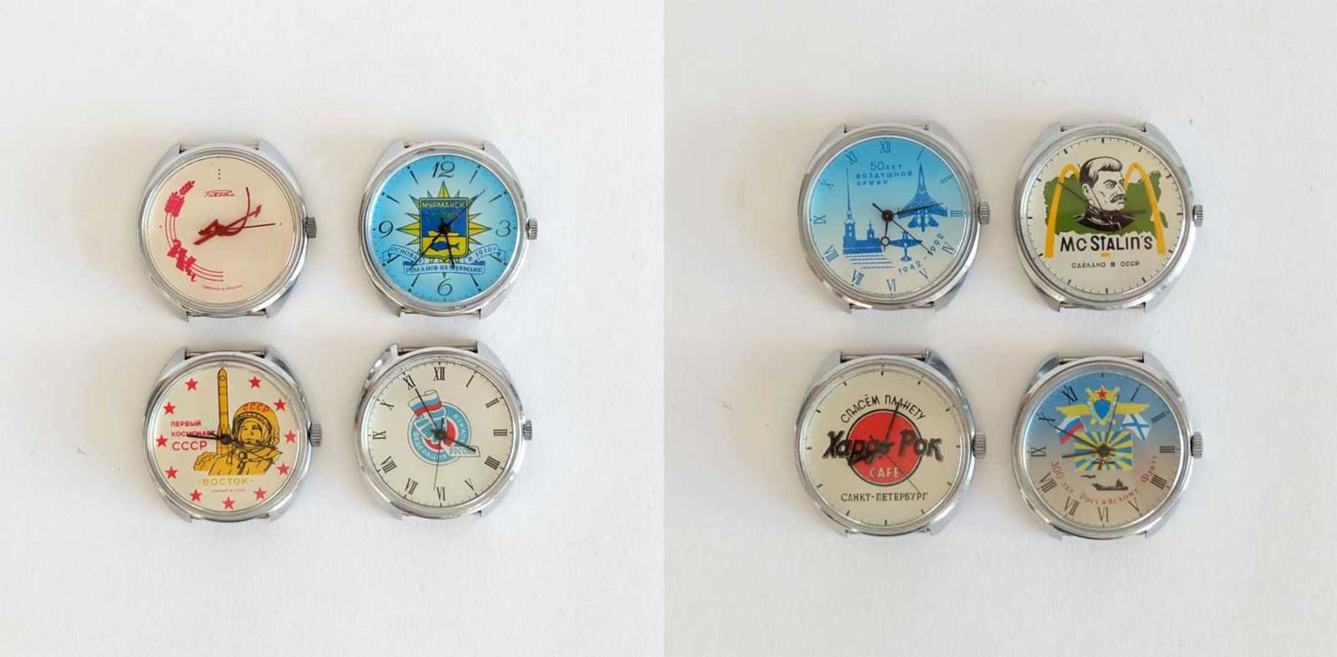 HAU, Konvolut von 8, Rußland, 1x Hersteller Uhrenfabrik Petrodworez/ Leningrad, Marke Raketa, 3x