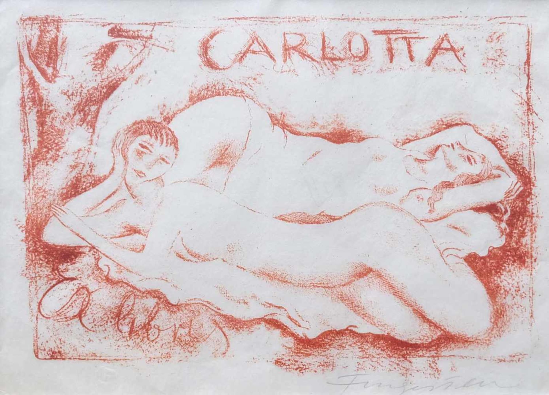 FINGESTEN, Michel (*1884 Buczkowitz †1943 Cerisan), Lithografie, "Exlibris Carlotte", rechts unten