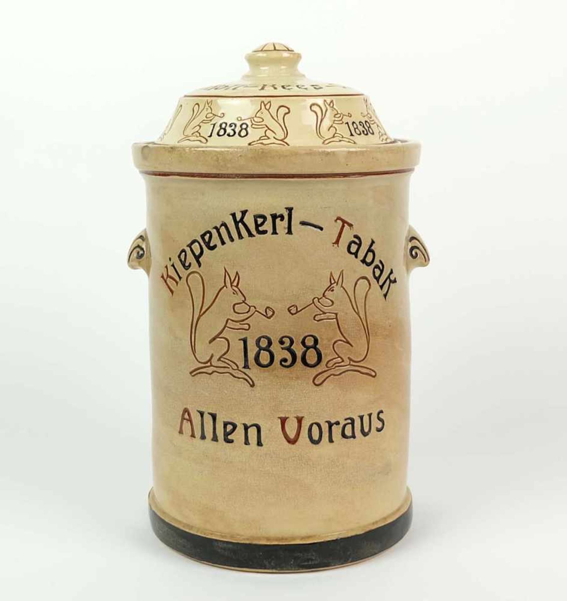 KAUTABAKTOPF, Henric's Oldenkott senior & Comp/ Rees, Jugendstil Epoche, Keramik, zylindrische Form,
