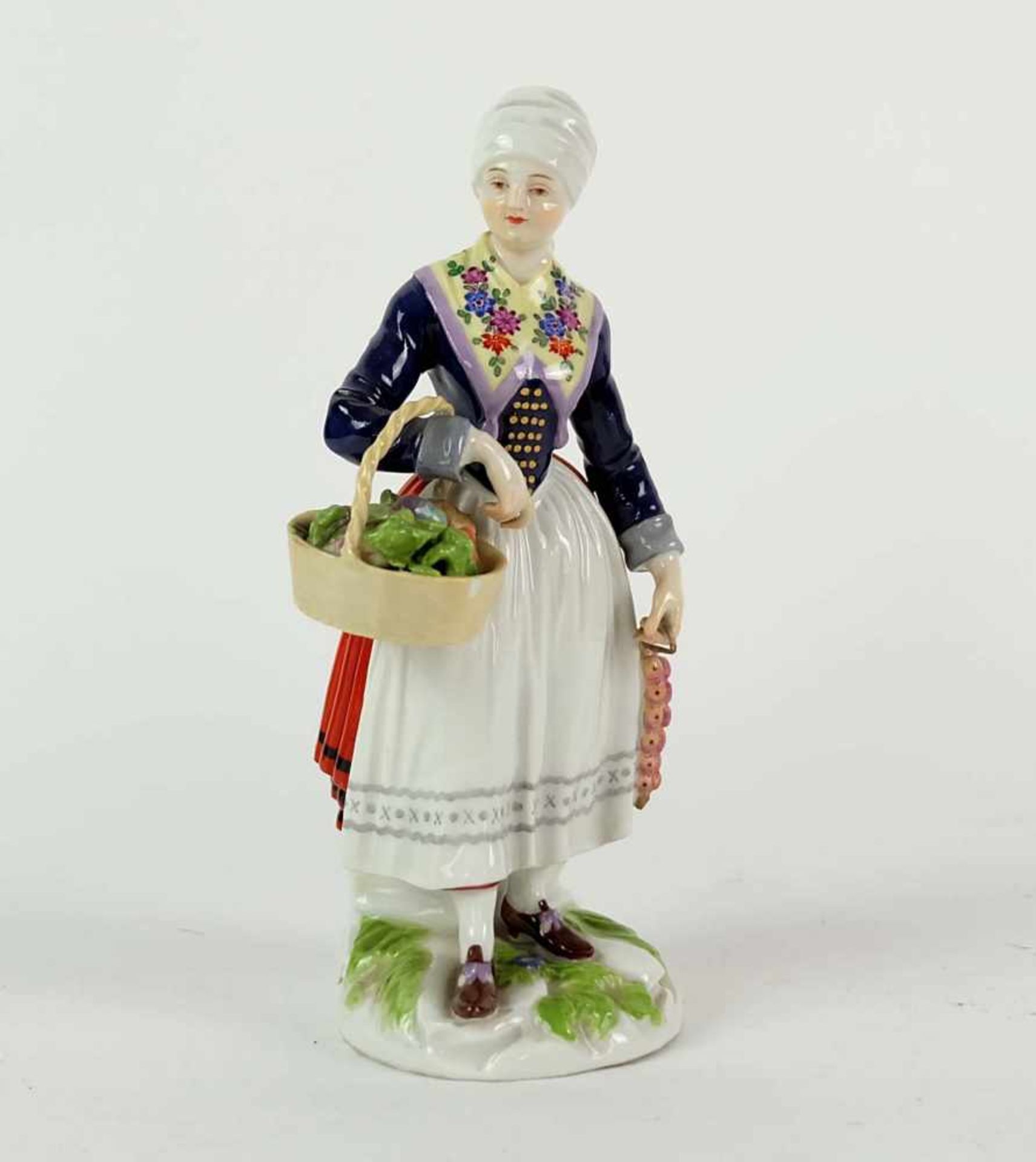 FIGUR, Königl. Porzellanmanuf. Meissen, um 1900, Gemüseverkäuferin aus der Serie Cris de Paris,