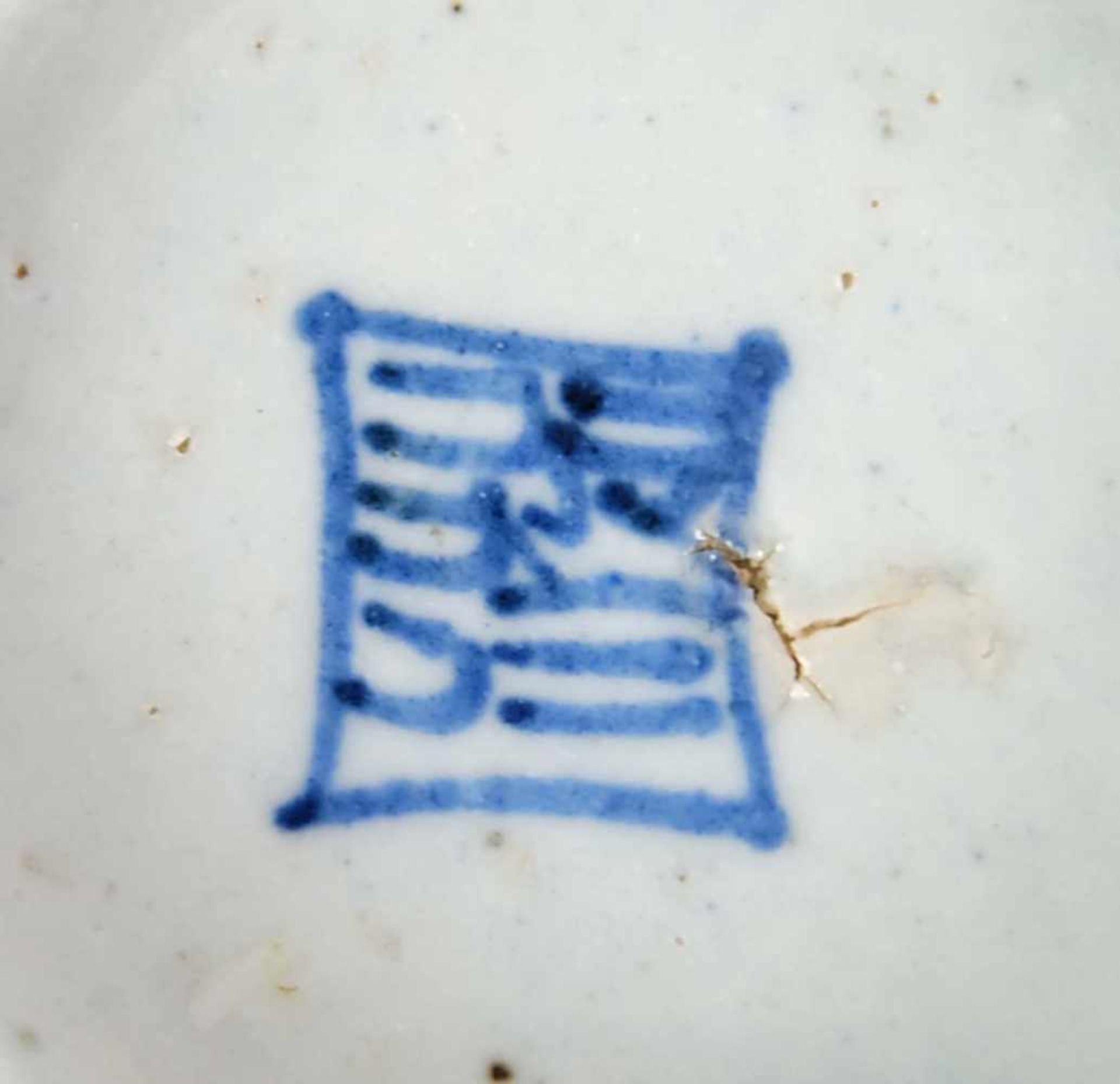 TELLER, China, 19.Jh., Porzellan, blau-monochrom, Ming-Stil, in der Fahne Reserven im Wechsel - Bild 2 aus 3