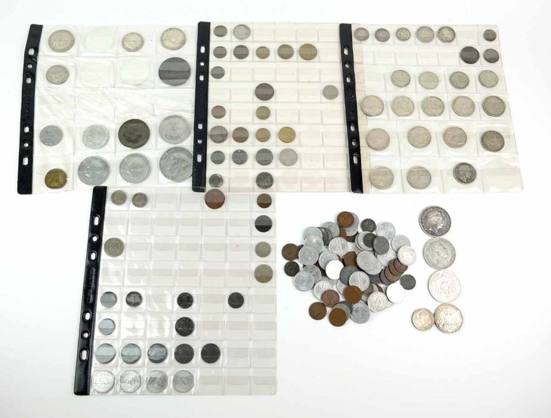 DEUTSCHES REICH, 1871-1945, Klein- und Silbermünzen, bestehend aus: ca. 114 Kleinmünzen 1 Pfg. - 200