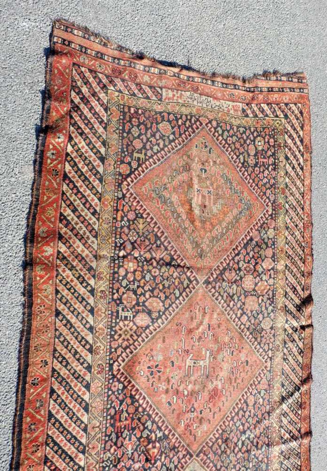 GALERIE, Kamseh/ Chamseh, antik, 123 x 455 cm = ca. 5,6 qm, Randschäden, teilweise durchgelaufen - Bild 5 aus 6