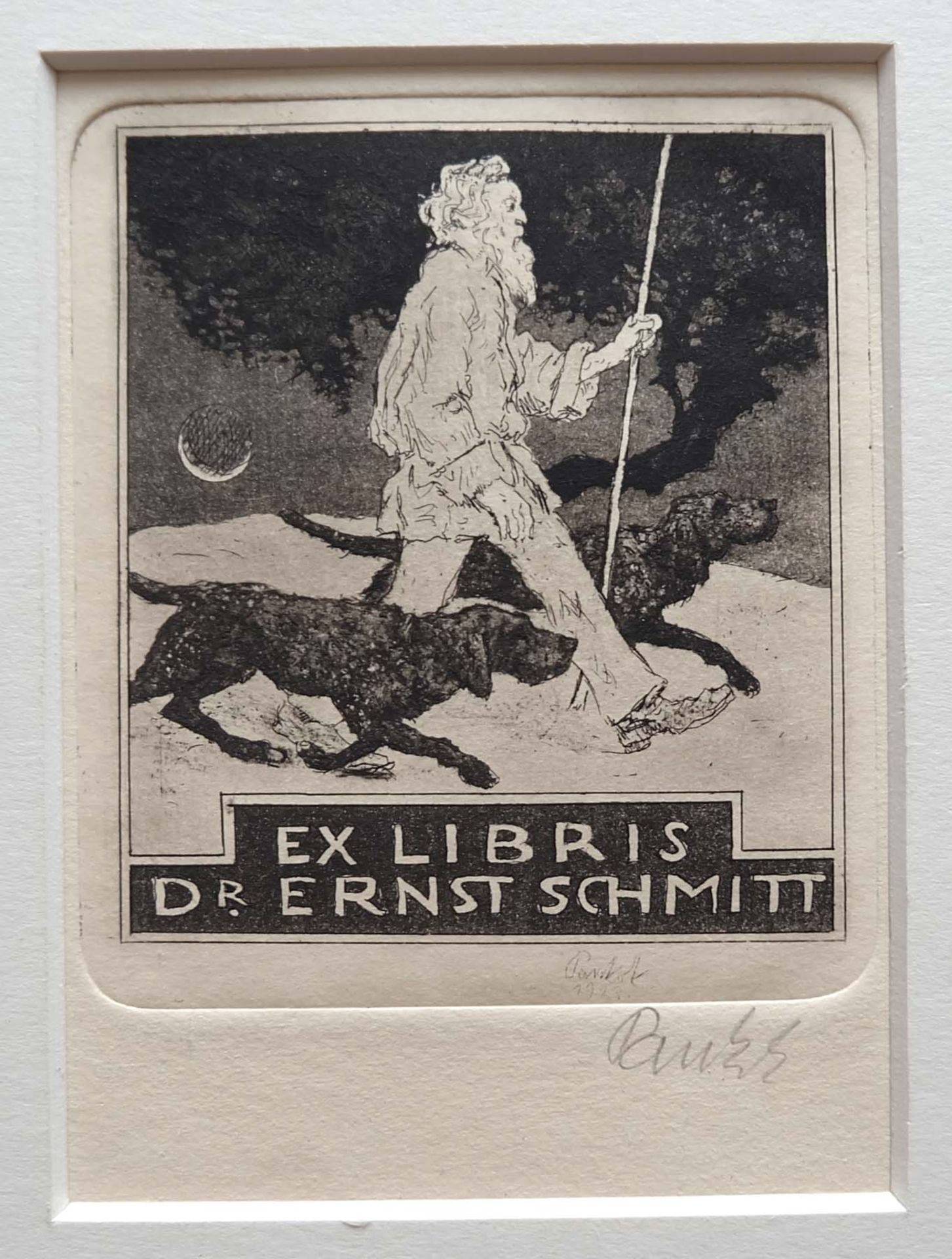 PANKOK, Bernhard (*1872 +1943), Radierung, Ex Libris Dr. Ernst Schmitt, in der Platte singiert und