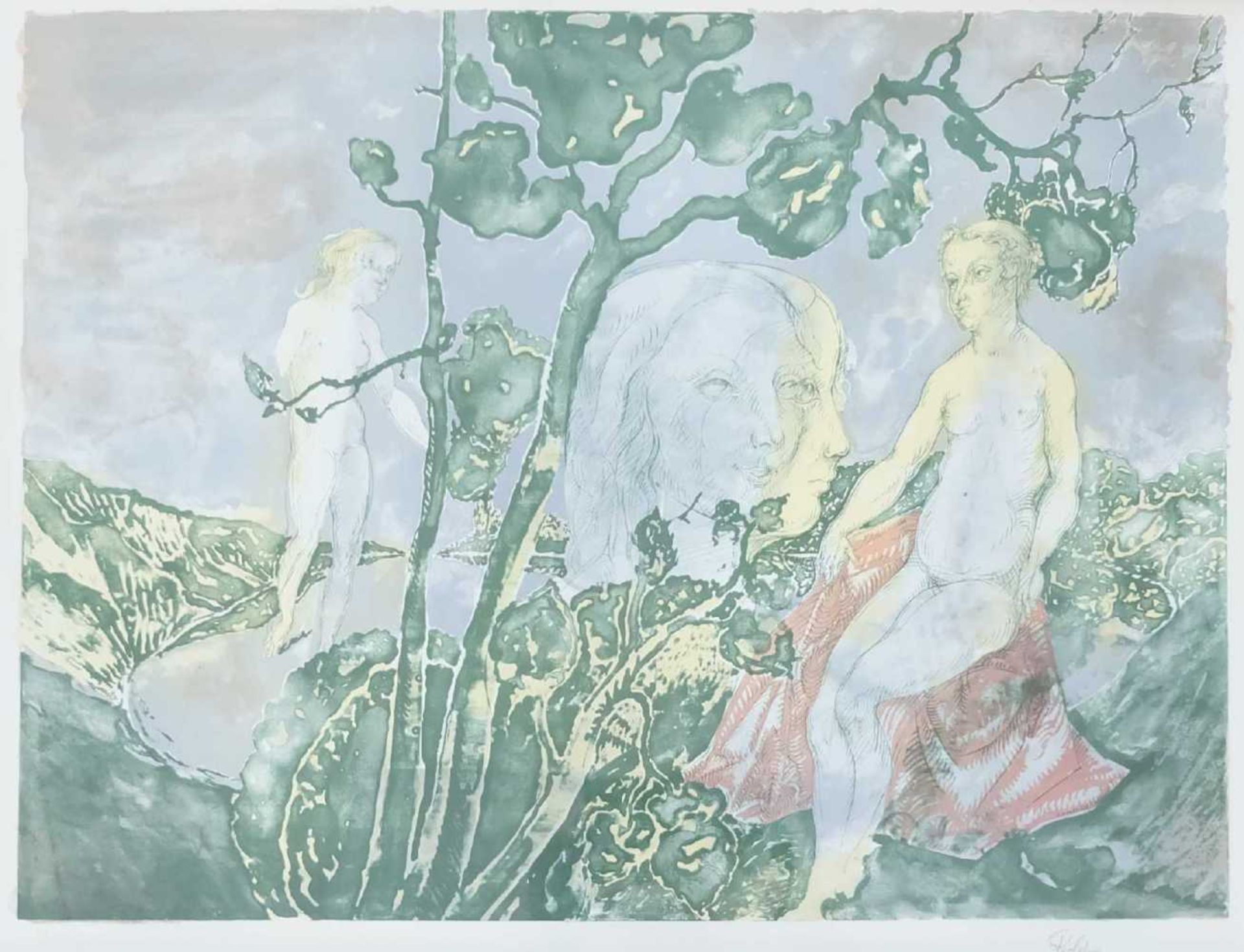 RICHTER, Heinrich (*1920 Inowroclaw †2007 Berlin), Farblithografie, "Drei für eine lichte