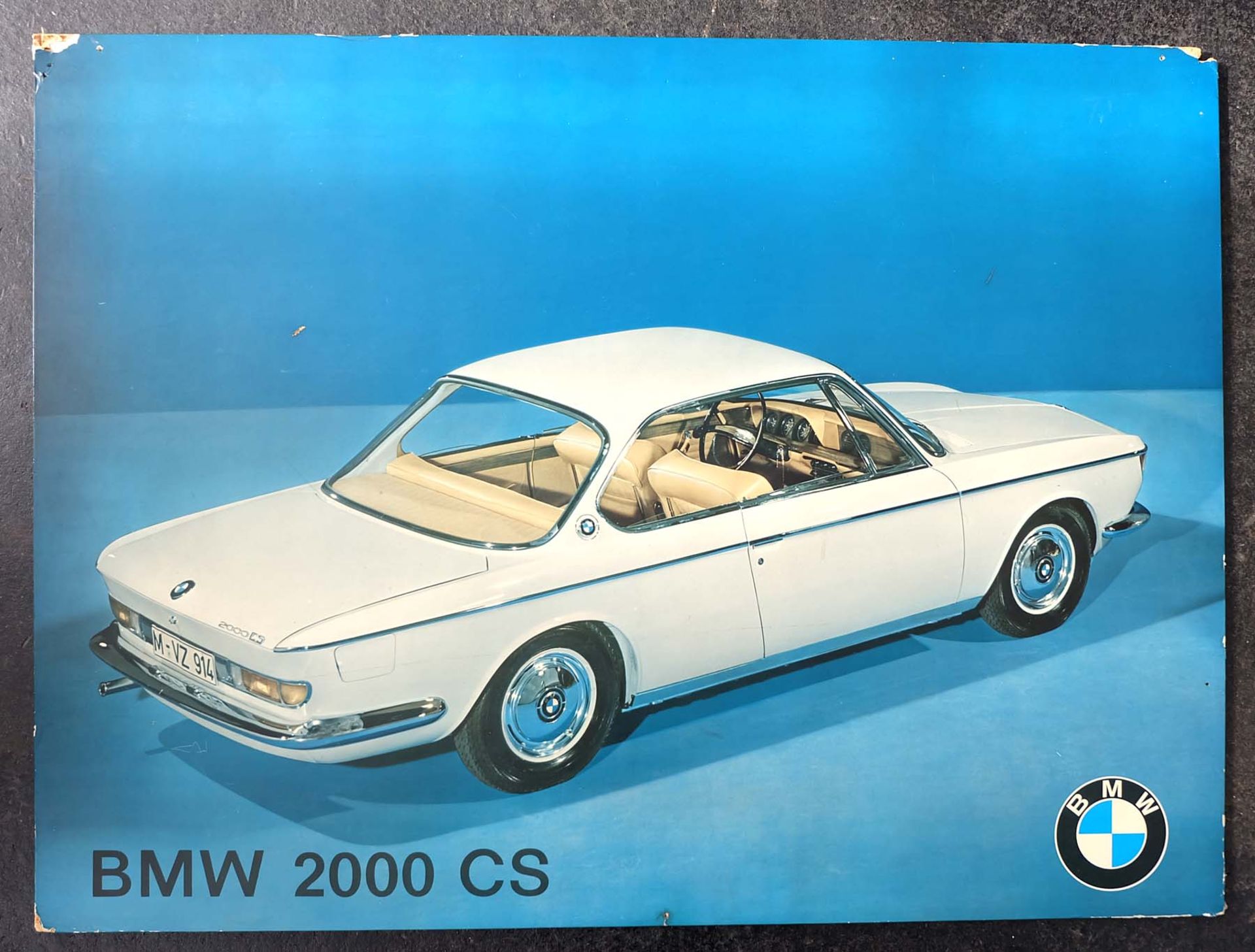 REKLAMETAFEL, um 1965, BMW AG/ München, Pappe, BMW 2000 CS, Karosserieentwurf Wilhelm Hofmeister,