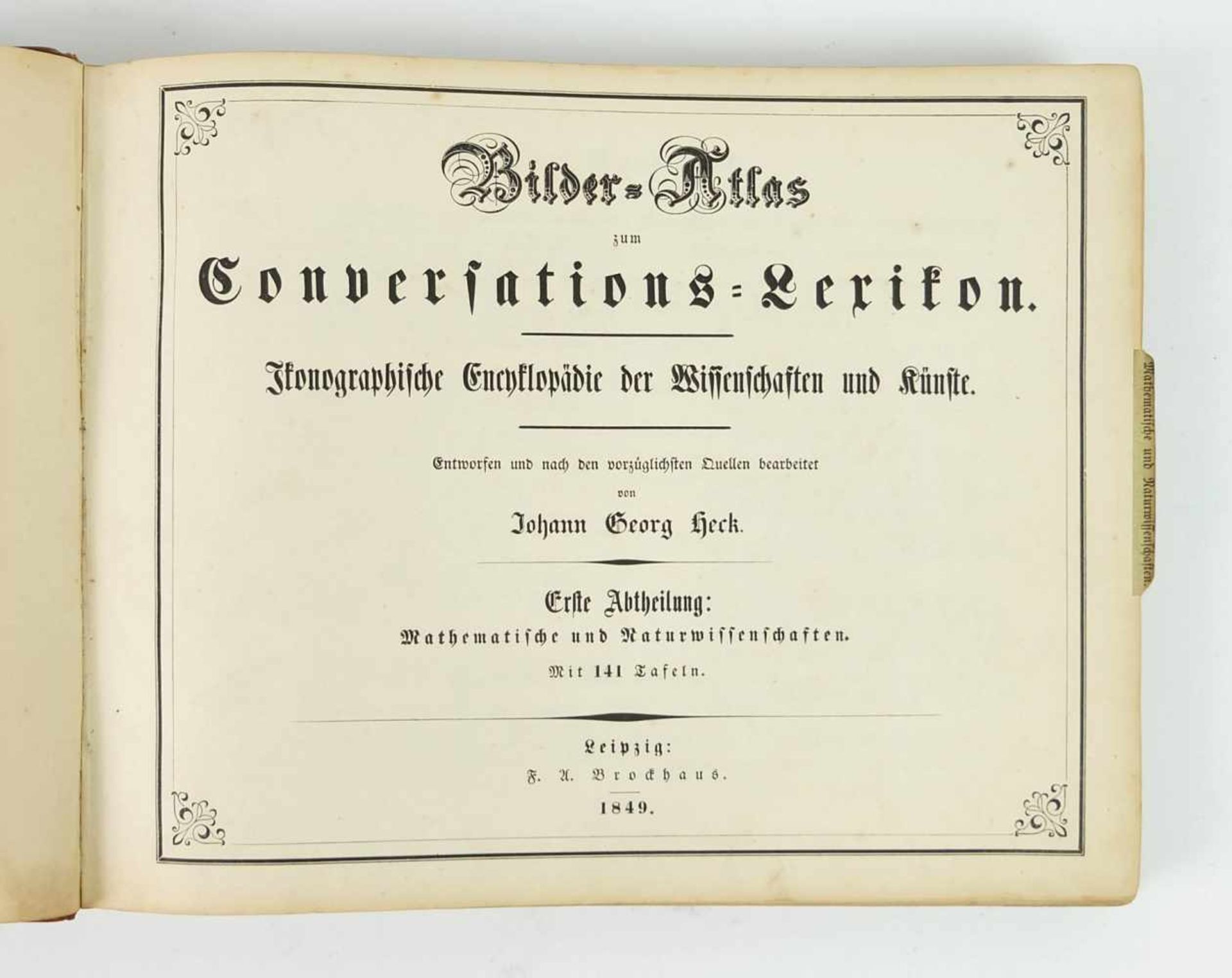 HECK, Johann Georg, Bilderatlas zum Conversations-Lexikon, Erste Abteilung Mathematische und - Bild 2 aus 2