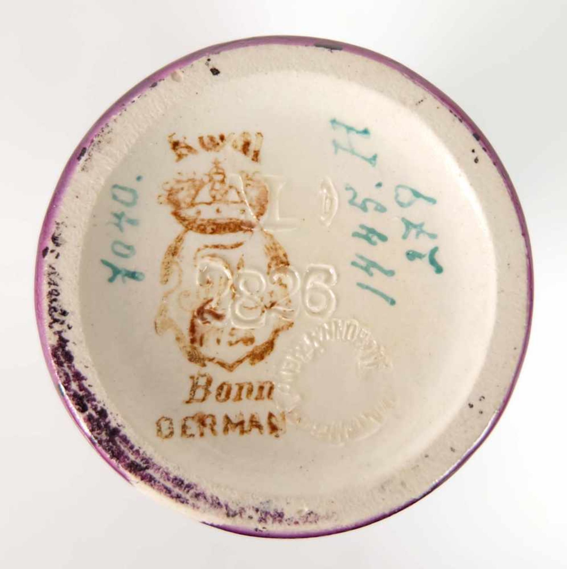 BALUSTERVASE, Manuf. Franz Anton Mehlem/ Bonn, Jugendstil Epoche, Keramik, magentachangierende - Bild 2 aus 2