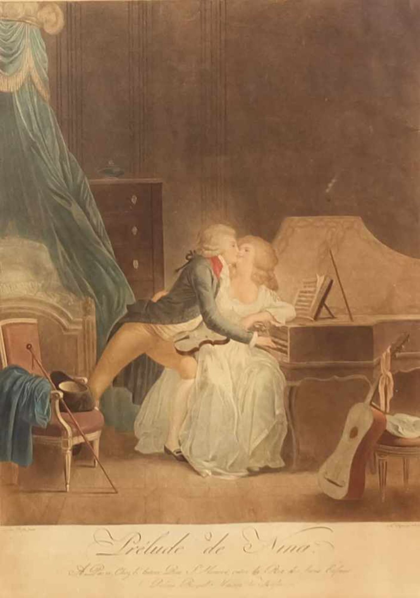 CHAPONNNIER, Alexandre (*1753 +1805), colorierter Kupferstich, "Prelude de Nina", unten bez. und