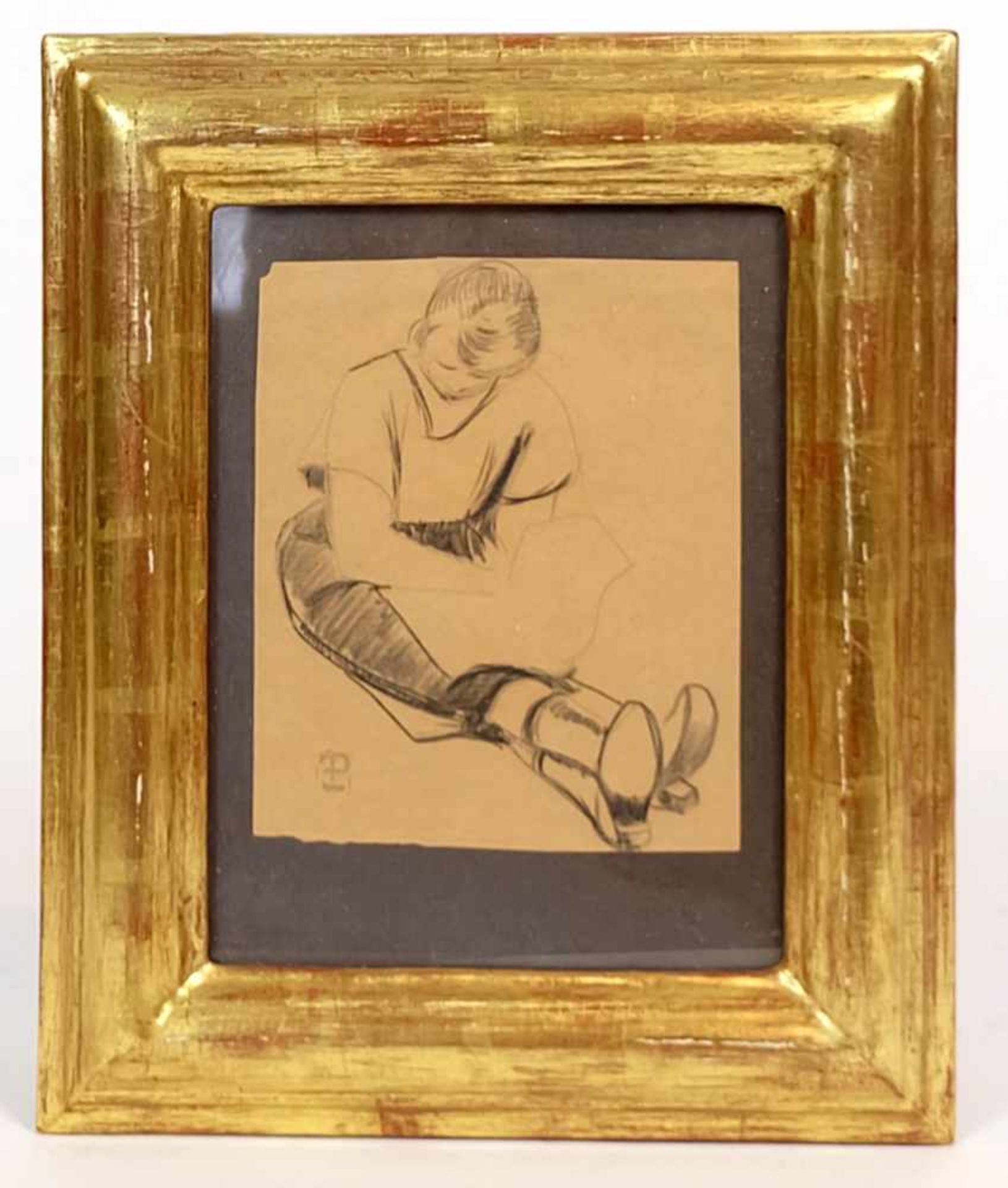 FERNAND, Piet (*1869 Paris †1942 ebd), Bleistift/ Papier, Skizze eines lesenden Jungen, links