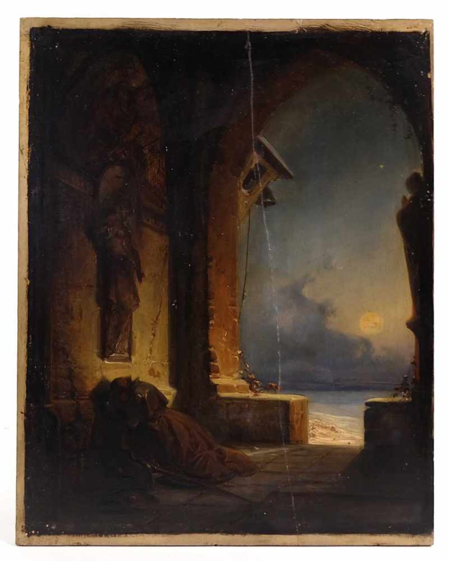 SCHEUREN, Caspar ((*22.08,1810 Aachen +12.06.1887 Düsseldorf), Spätromantiker, Öl/ Holztafel, Pilger - Bild 2 aus 6