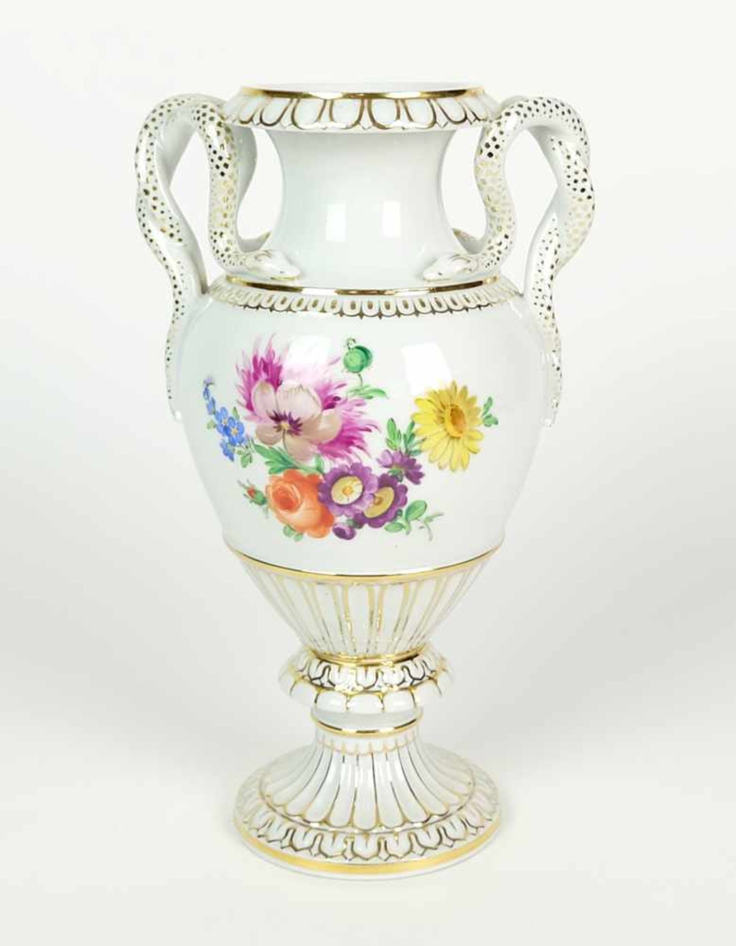 SCHLANGENHENKELVASE, Staatl. Porzellanmanuf. Meissen, 1934f., Dekor Deutsche Blume,