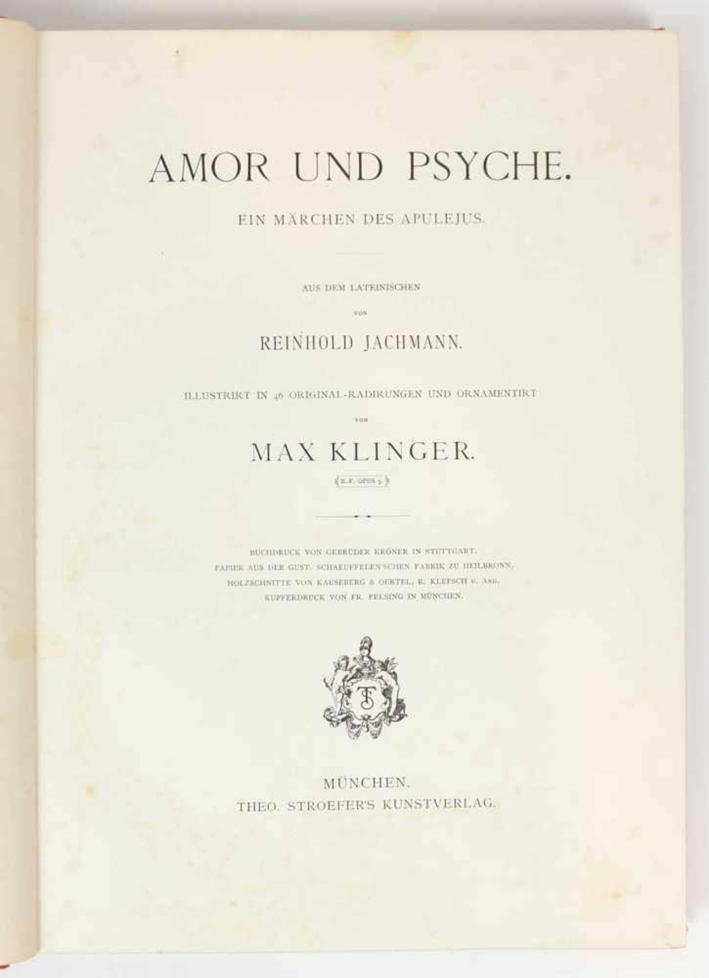 KLINGER, Max (*18.2.1857 Leipzig +5.7.1920 Großjena), Amor und Psyche. Ein Märchen des Apulejus, - Bild 2 aus 2