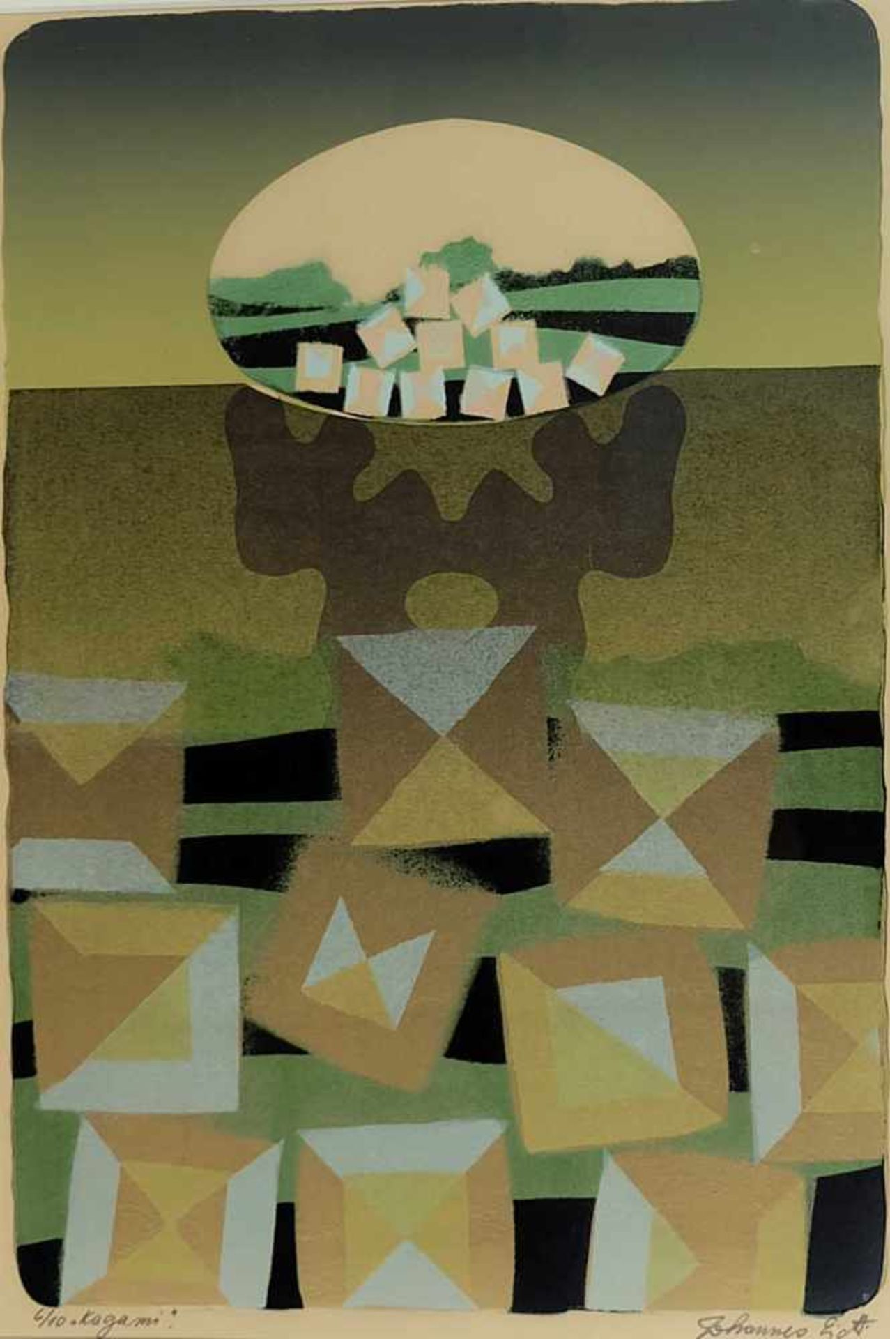 EIDT, Johannes (*1936 in Osnabrück), Farblithographie, "Kagami", links unten numm 6/10, betitelt