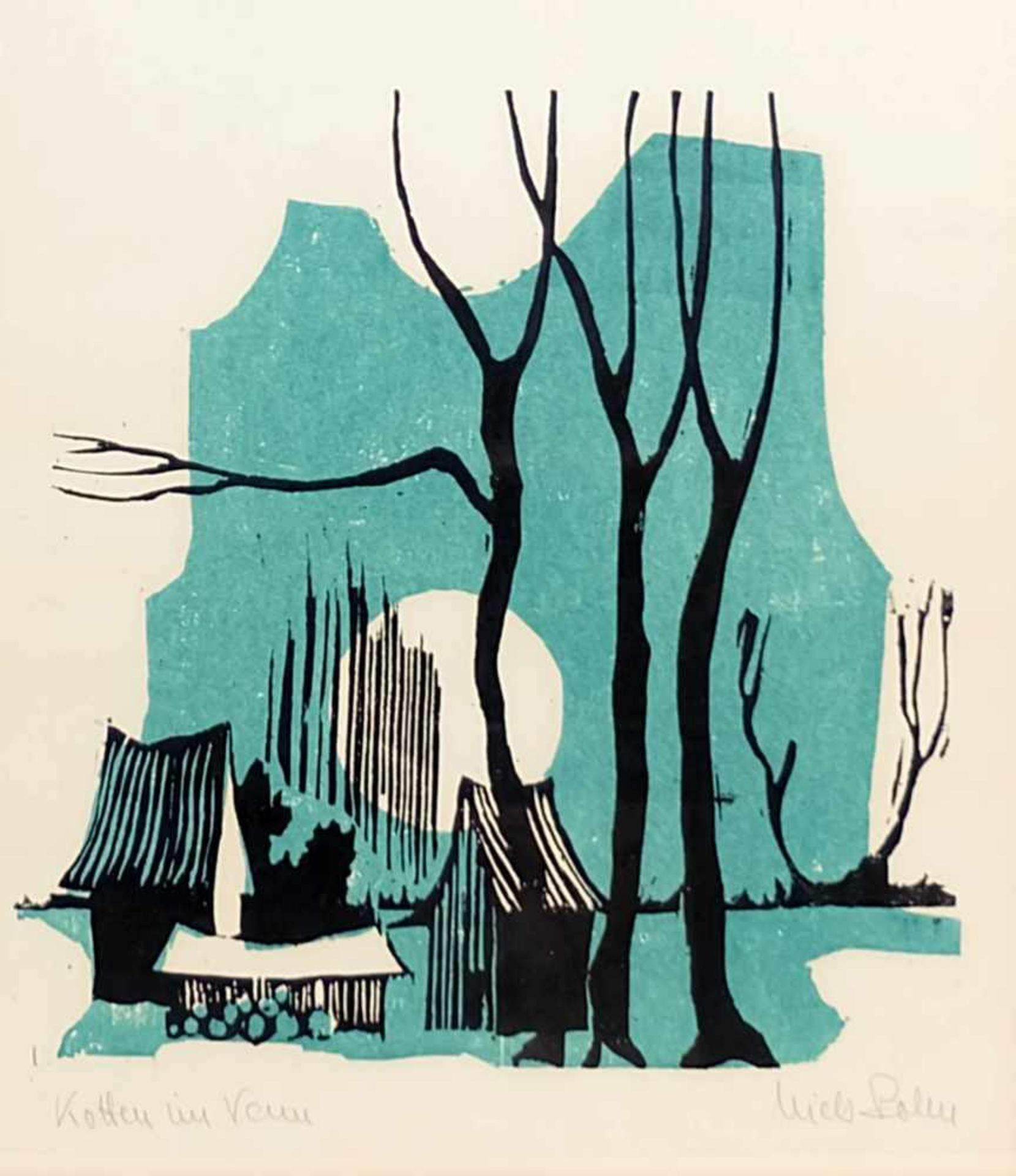 BOHN, Niels (*1923 Essen †2001 ?), Holzschnitte, Serie von 2, " Venn-Knorre" und "Kotten im Venn", - Image 3 of 3