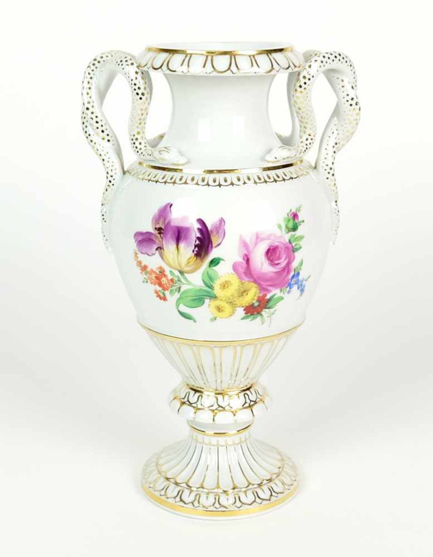 SCHLANGENHENKELVASE, Staatl. Porzellanmanuf. Meissen, 1934f., Dekor Deutsche Blume, - Bild 2 aus 2