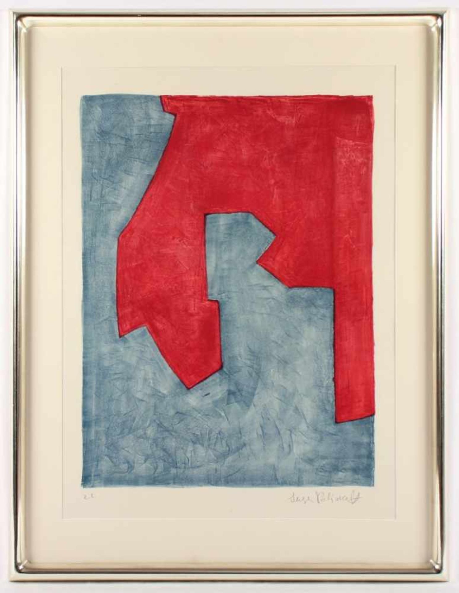 POLIAKOFF, Serge, "Composition rouge et bleue", Original-Farblithografie, 61 x 45,5, bez. "e.e.", - Bild 2 aus 2