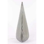 TISCHLAMPE, farbloses Glas, schwarz-weiß gerippt hinterfangen, einflammig, H 70, Entwurf von Lino