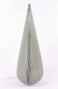 TISCHLAMPE, farbloses Glas, schwarz-weiß gerippt hinterfangen, einflammig, H 70, Entwurf von Lino