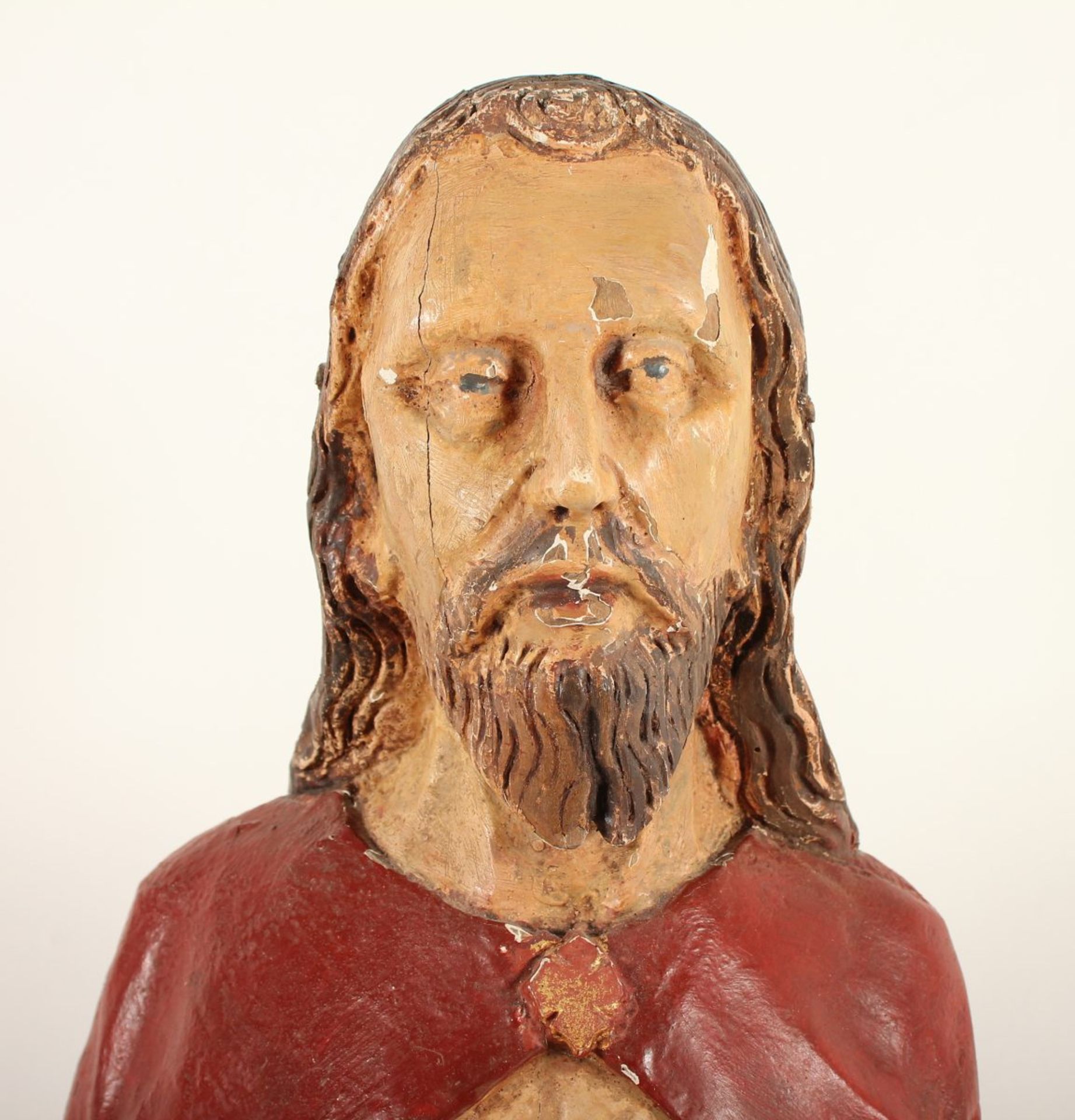 ECCE HOMO, Holzfigur, geschnitzt, innen ausgehöhlt, H 100, besch., rest., DEUTSCH, 19.Jh. - Bild 5 aus 5