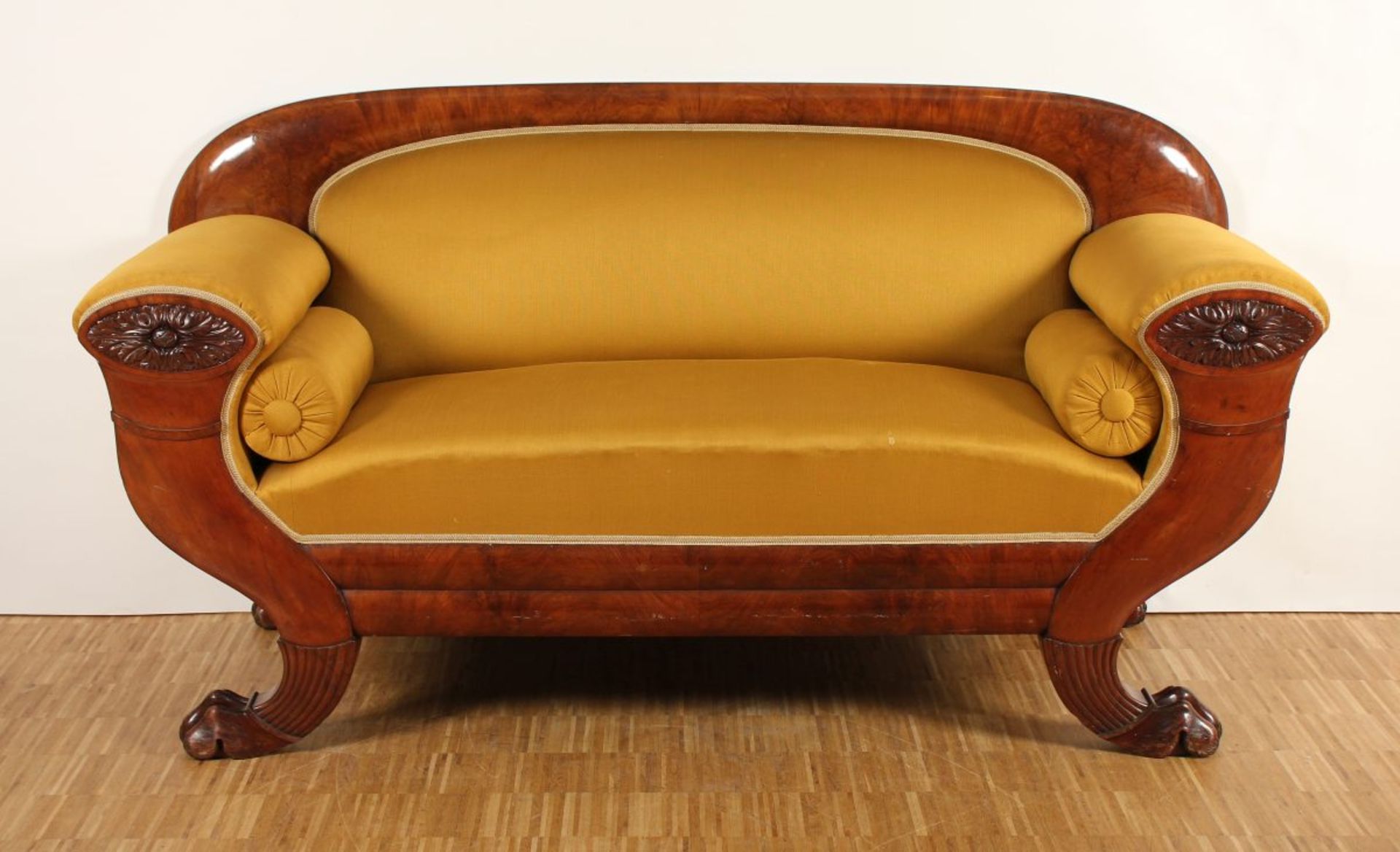 BIEDERMEIERSOFA, Mahagoni, Polsterung erneuert, H 103, B 200, T 71, DEUTSCH, um 1830