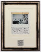 CHRISTO, Jeanne-Claude, "Verhüllter Reichstag", Farboffset, 24 x 18, mit Original-Gewebestück, R.