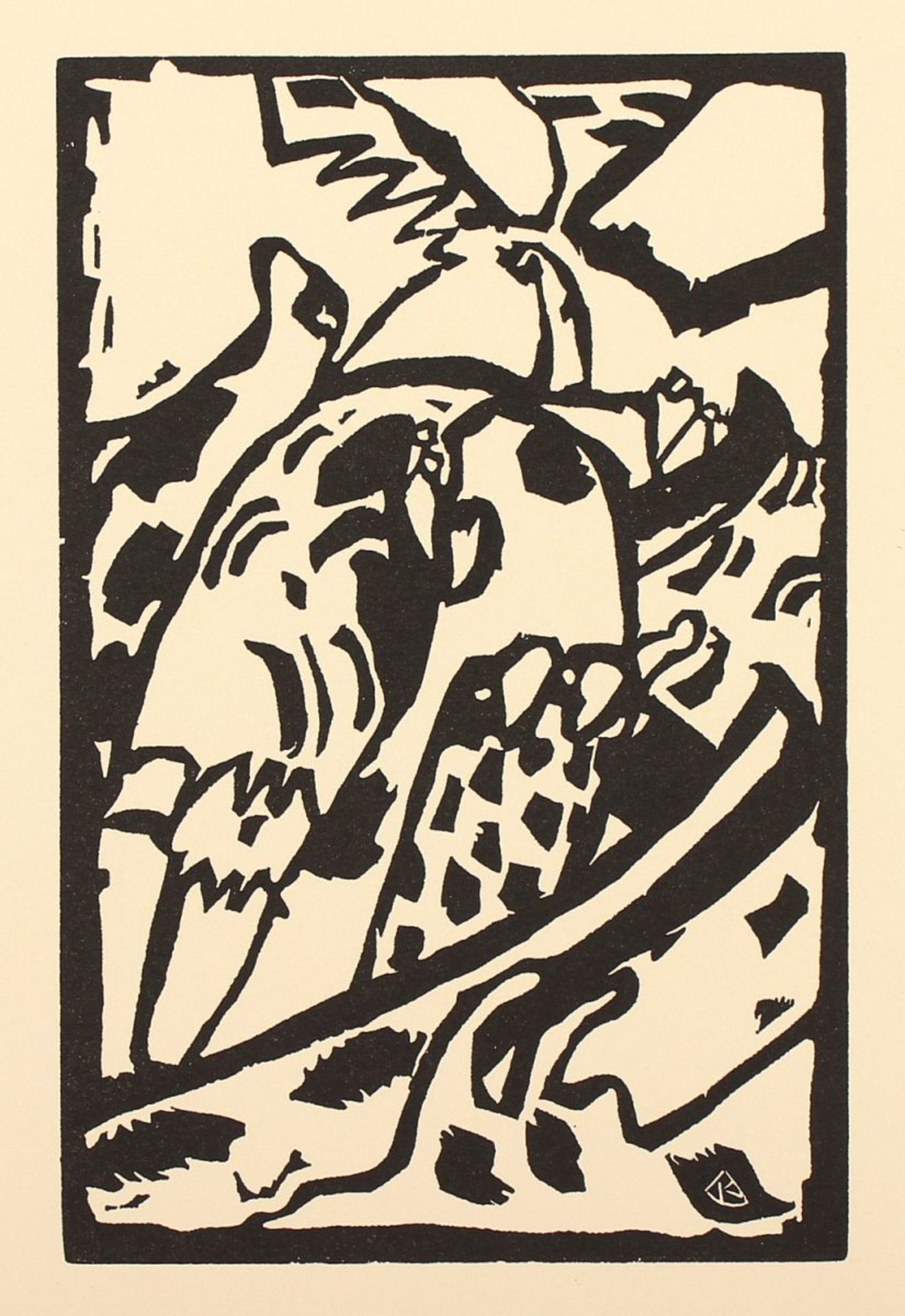 KANDINSKY, Wassily, "Improvisation 7", aus Hommage à Wassily Kandinsky, Holzschnitt, 19 x 12,5,