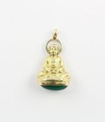 ANHÄNGER, Buddha, 585/ooo Gelbgold, Jade, L 2,2, 1,7g
