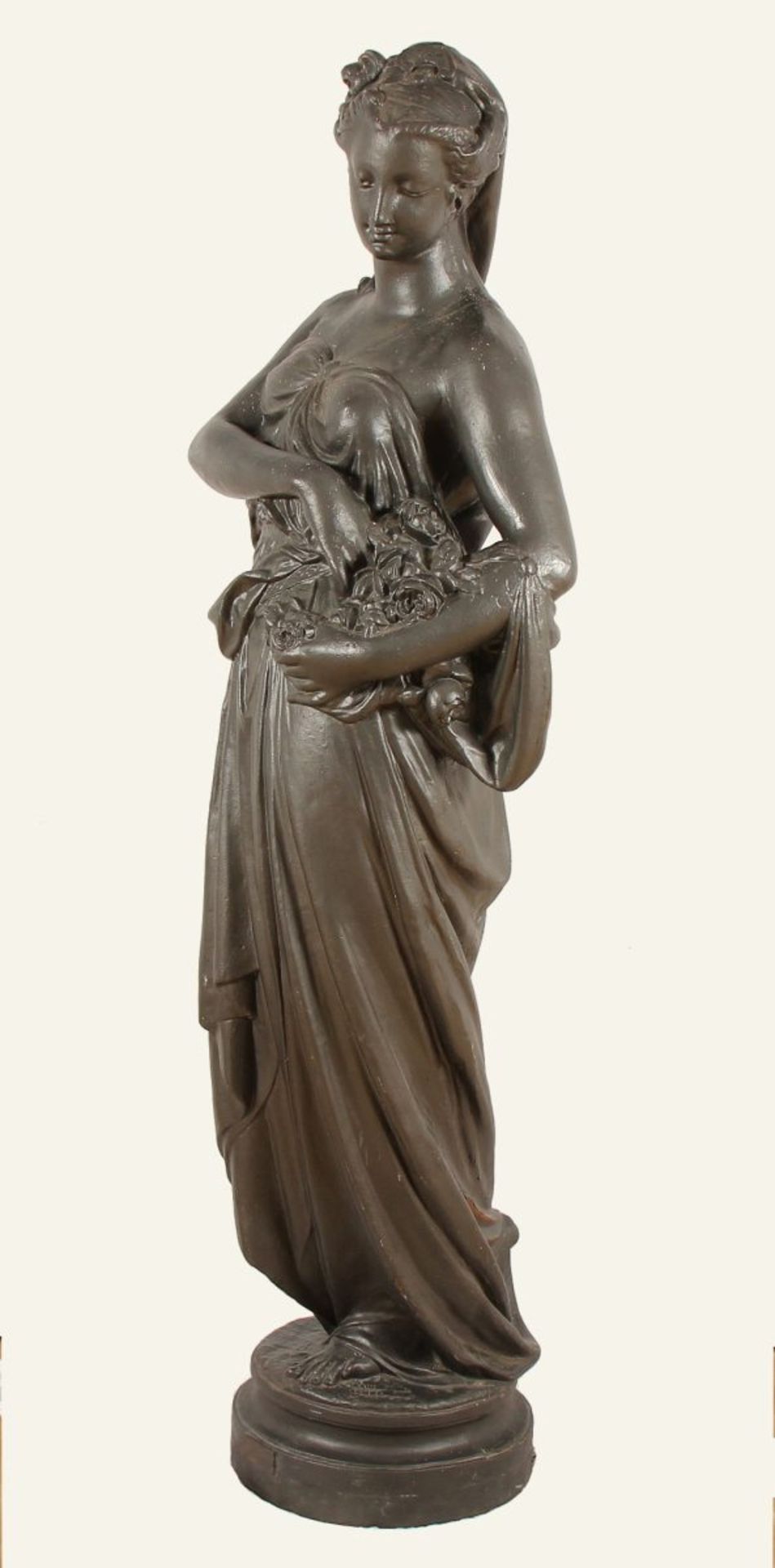 DURENNE, Antoine (1822-1895), "Flora", Eisenguss, dunkel patiniert, H 182, am Sockel signiert und - Bild 3 aus 7