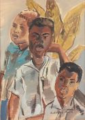 ANHALZER-FISCH, Olga (1901-1990), "Drei Afroamerikaner", Gouache/Papier, 73 x 53, unten rechts