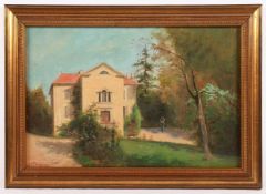 TOURNIER, A. (Maler um 1900), "Villa im Park", Öl/Lwd., 27,5 x 40,5, doubliert, unten links signiert