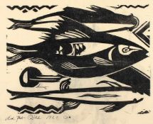 RÖHL, Karl Peter, "Fisch", Original-Holzschnitt/Japan, 28 x 34, handsigniert und datiert 1921,