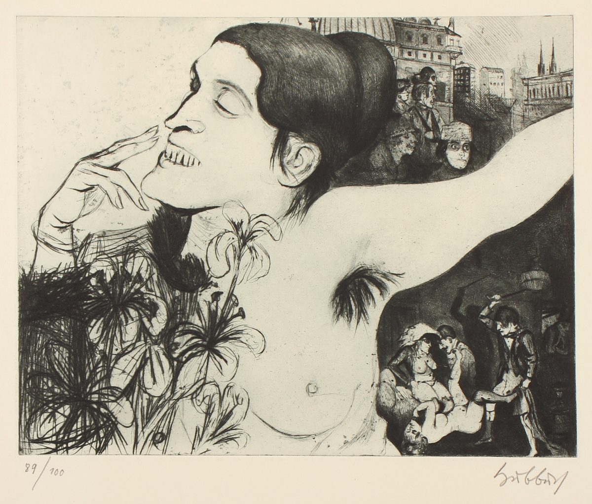 HUBBUCH, Karl, "Milly in Berlin (Die süße Peitsche)", 1922, Original-Radierung, 20 x 25,