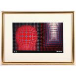 VASARELY, Victor, "Projection rouge sur fond noir", Farbmultiple, 26 x 44, 1975, signiert, R.