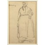 LIEBERMANN, Max, "Bäuerin", Kreide auf Velin, 17 x 10,5, handsigniert oben links, verso befindet