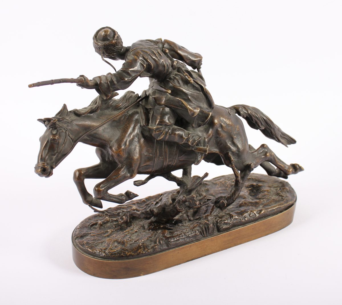 GRACHEV, Vassily Yacovlevitch (1831-1905), "Kosake zu Pferd", Bronze, L ca. 26, H 19, Gießermarke, - Image 3 of 5